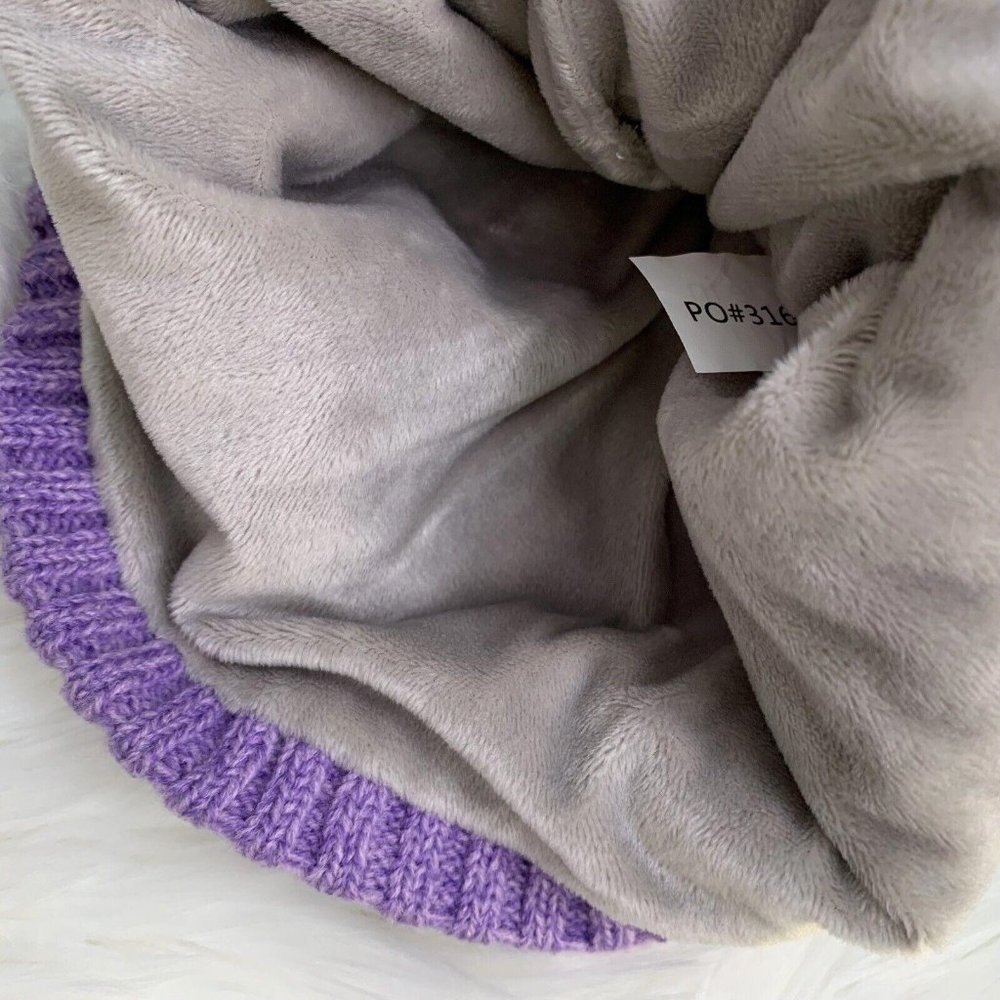 2 - NWT Sofsole Fireside Fleece lined Beanie hats Purple monster& Pom Pom Youtth - Picture 6 of 7